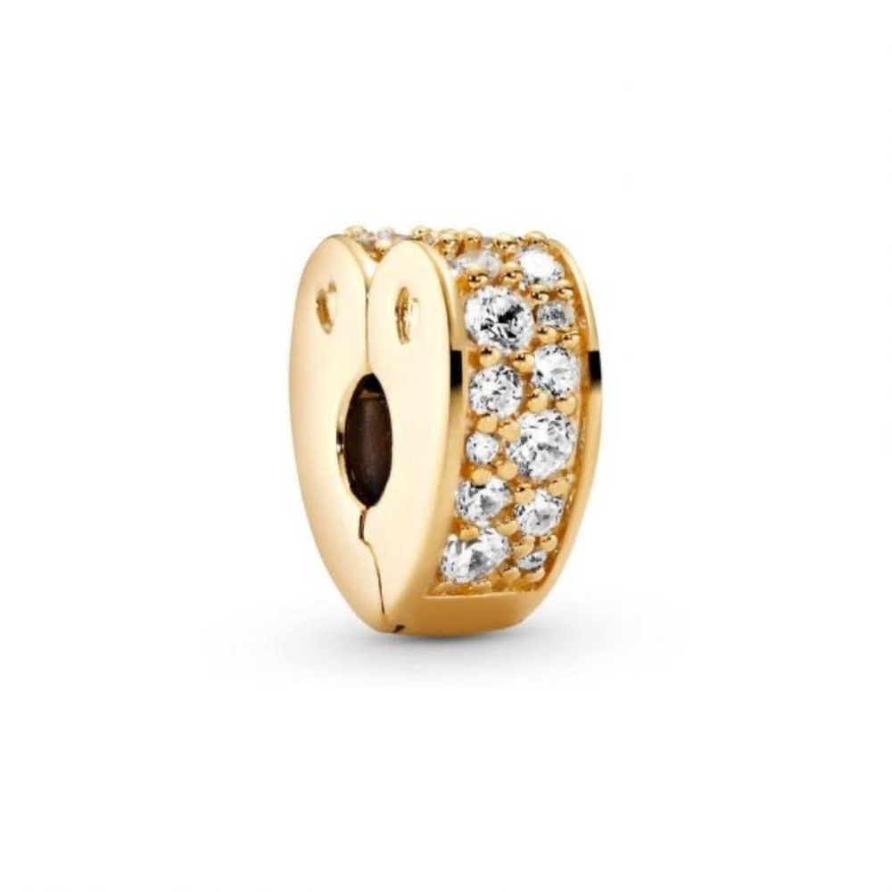 Pandora Elegant Gold Heart Pave Clip Charm Pandora